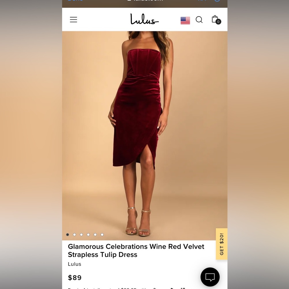 Glamorous Celebrations Wine Red Velvet Strapless Tulip Dress
